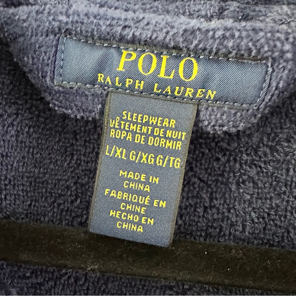 Ralph Lauren Navy Terry Robe with Red Polo Embroidery L/XL - Picture 4 of 6
